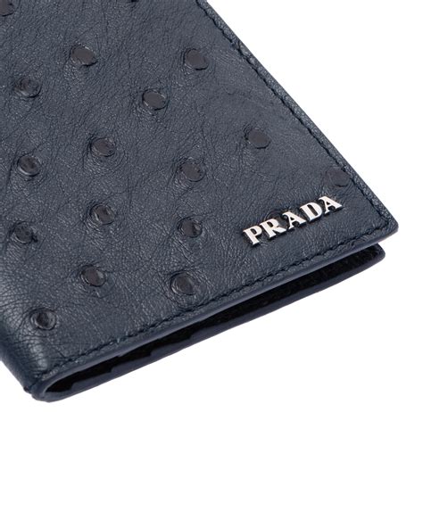 prada navy mens wallet|Navy Ostrich Leather Wallet .